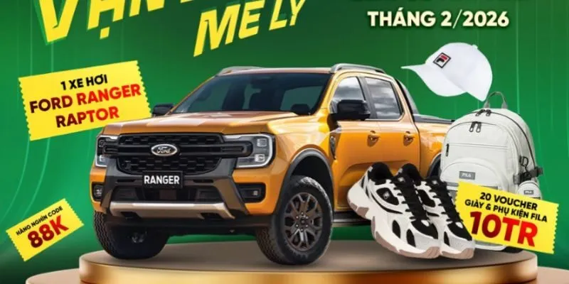 Các giải thưởng trong đợt 3 chương trình "F Family" bao gồm xe Ford Ranger Raptor trị giá 2 tỷ đồng và 20 voucher Fila 10 triệu đồng được FO88 công bố trên fanpage chính thức.